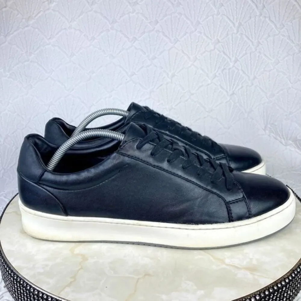 Nordstrom Rack Shoes Mens Sz 11 Black Ortholite Leather Comfort Casual Sneakers - Picture 1 of 13